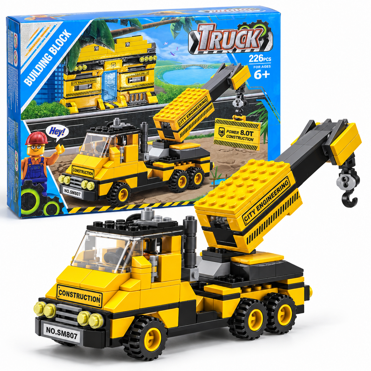 SM807 construction crane building block set with box