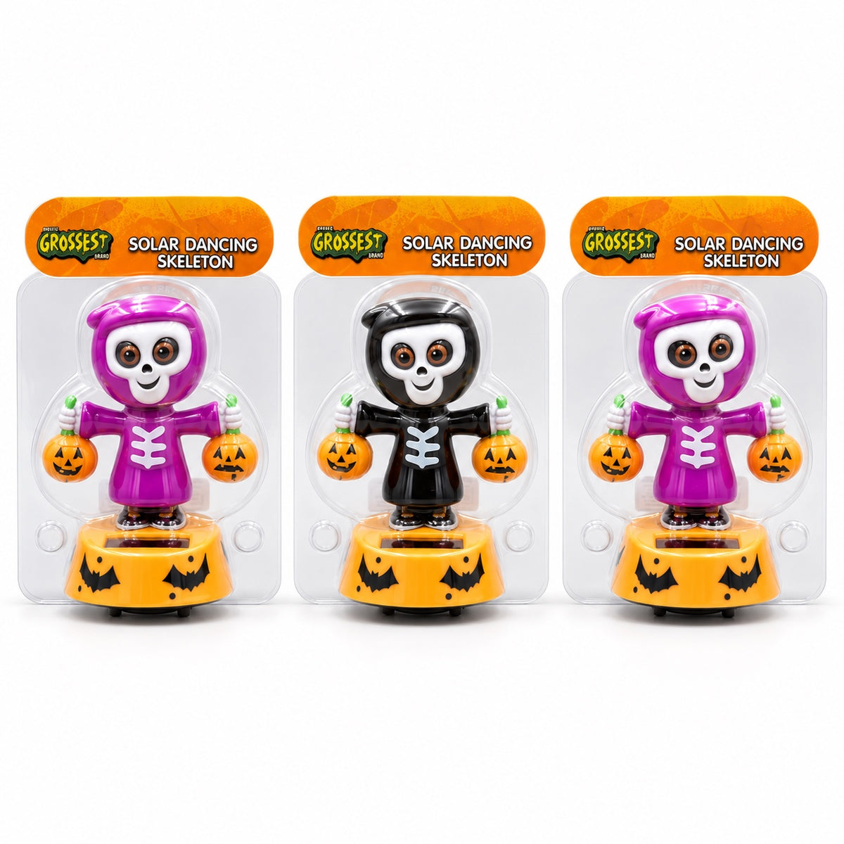 Purple and black solar dancing skeleton Halloween figures