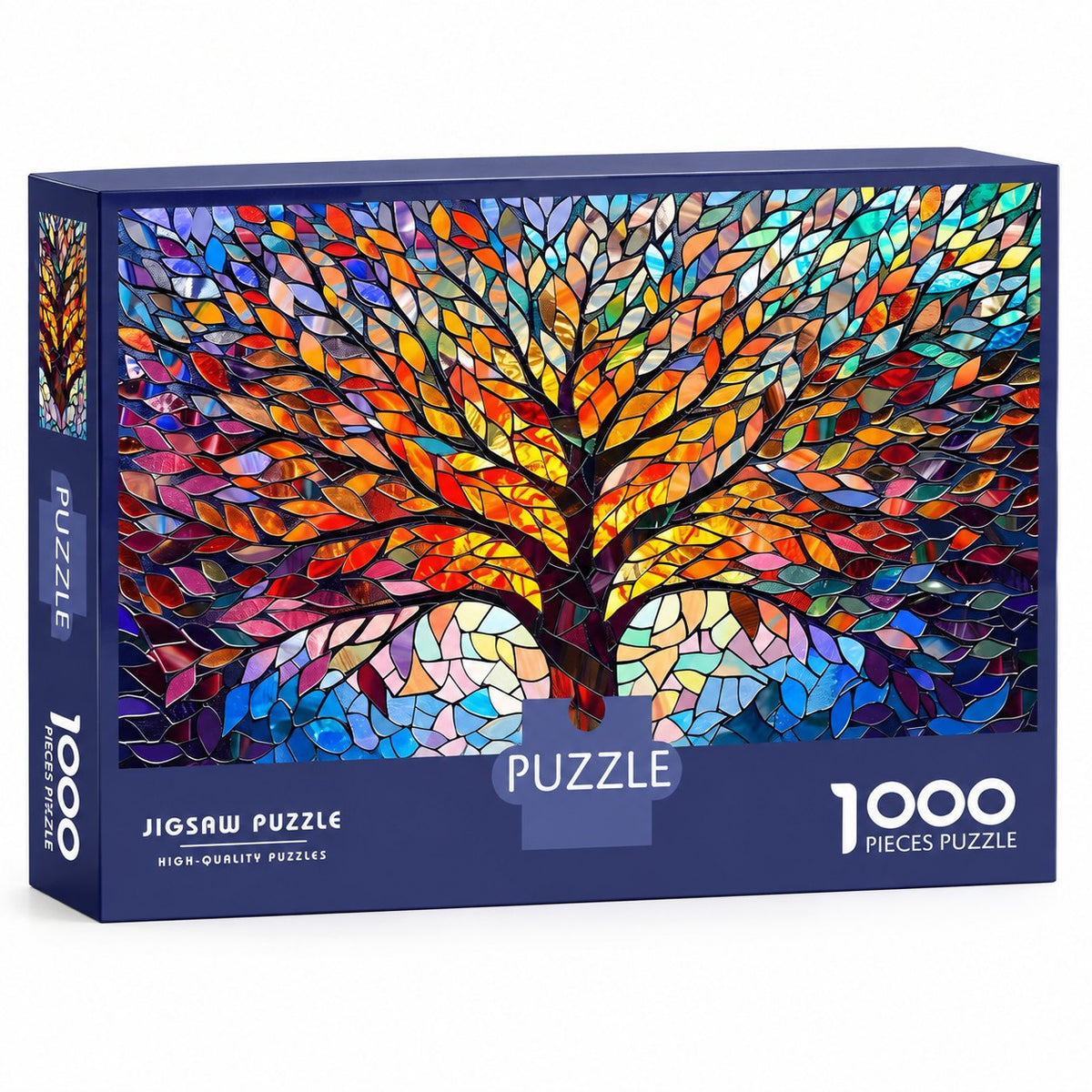 Stained Glass Tree Jigsaw Puzzle – 1000 Pieces box design