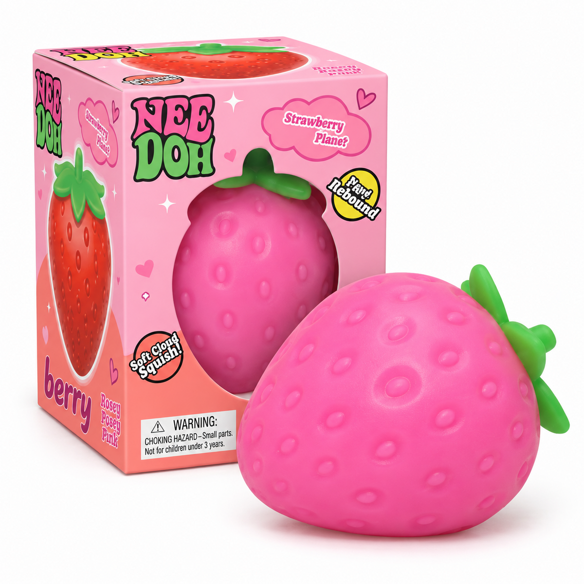 Pink strawberry squishy with packaging
