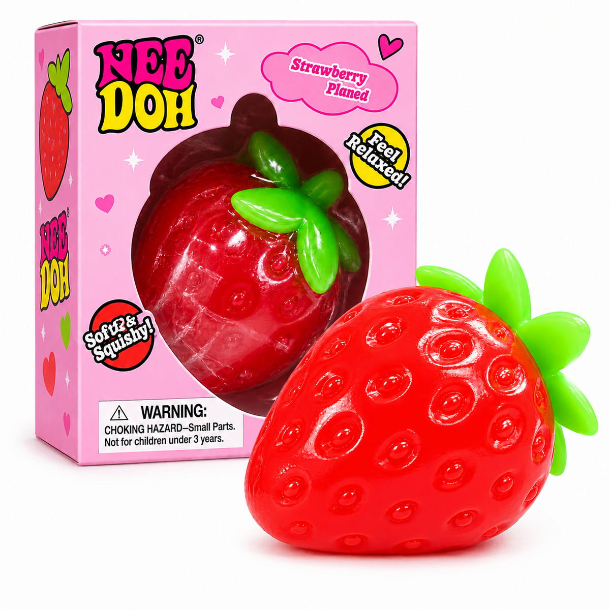 Transparent red strawberry squishy with packaging