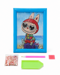 Labubu The Monsters Heart Sunglasses Rhinestone Picture Art Kit with Blue Frame