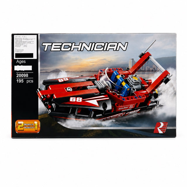 Technician 2-in-1 Power Boat Building Blocks Set – 195 Pieces