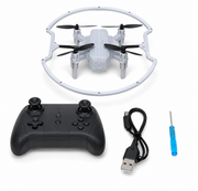 Tepro Halo Effect white drone with remote controller, USB charging cable and screwdriver