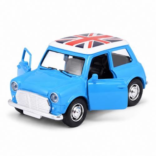 Classic Mini Cooper Model Car – Blue with Union Jack Roof