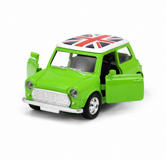 Classic Mini Cooper Model Car – Green with Union Jack Roof