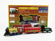 Western Express train set with gold locomotive, red carriage and round track