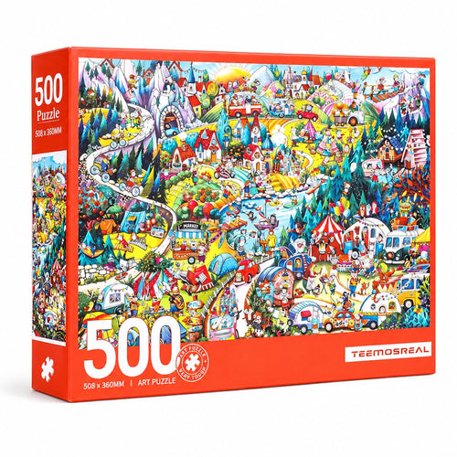 Colorful Winter Village Jigsaw Puzzle – 500 Pieces
