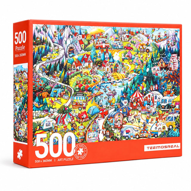 Colorful Winter Village Jigsaw Puzzle – 500 Pieces