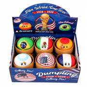 World Cup 2026 flag dumpling squishy toy display with assorted country designs